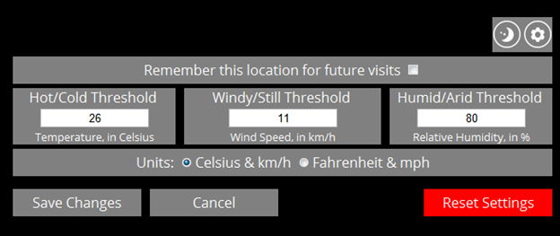 Screenshot of 4-bit Webther's settings page.