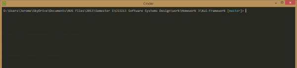 Shrunken screenshot of Powershell within Cmder, showing a very long prompt line.